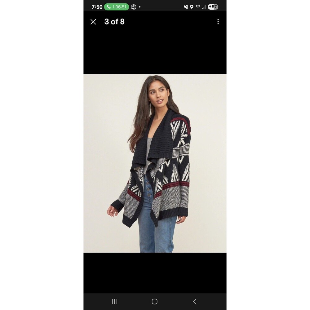 Abercrombie & Fitch geometric Shawl cardigan sweater Sz M Wool Blend Vintage